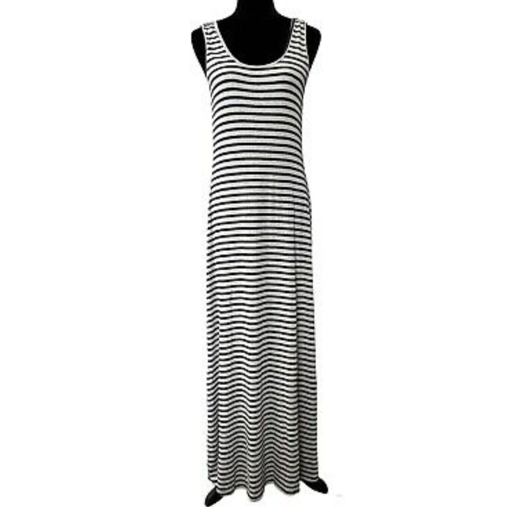 Anthropologie Bordeaux LA Striped Maxi Dress Black White XS